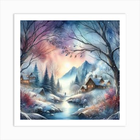 Winter Village Art Print