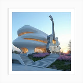 Futuristic House With Guitar Art Print