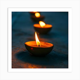 Lit Candles In A Row Art Print