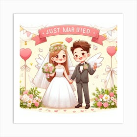 Just Married Couple Art Print