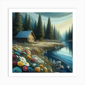 Abstract Cabin By The Lake 4 001 001 Copy Art Print