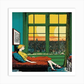 Girl In A Window Art Print