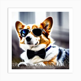 Corgi In Sunglasses 60 Art Print