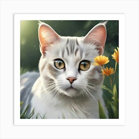 High Quality Illustration Realistic Cat Outdoors(5) Art Print