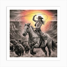 Western Spirit Monochromatic Tribute To Adventure In The Wild West (4) Art Print