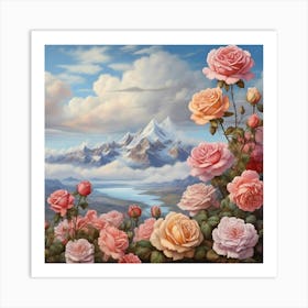 Roses In The Mountains 3 Art Print