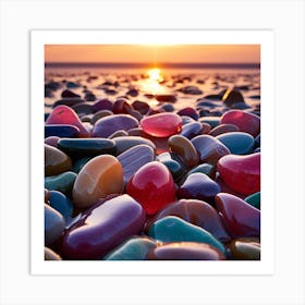 Pebbles At Sunset 1 Art Print