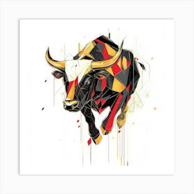 Bull Art.Generated AI. Wall Art Print Affiche