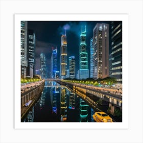 Hong Kong City At Night 6 Art Print