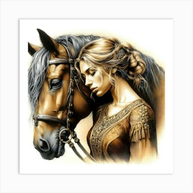 Horse And Woman Art Print