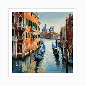 AI generated oil painting of Venice architecture and water canal. 2 Art Print