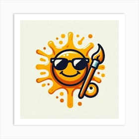 Sun With Paint Brush Art Print