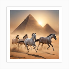 Horses Running In The Desert Art Print