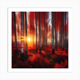 Sunset In The Forest 46 Art Print