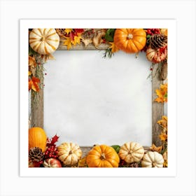 Autumnal Frame Featuring Festive Thanksgiving Elements Cornucopias Overflowing With Autumn Bounty (5) Art Print