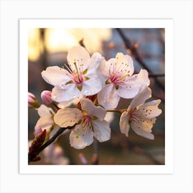 Cherry Blossoms At Sunset Art Print