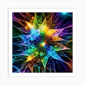 Abstract Vibrant Colored Neural Flower Painting Art Print