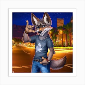 Desert city coyote Art Print