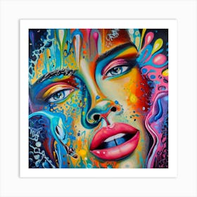 Woman With Colorful Eyes Art Print