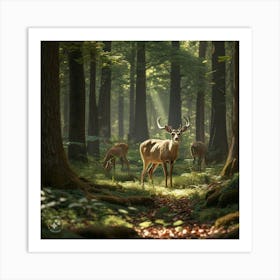 Deer In The Forest Art Print