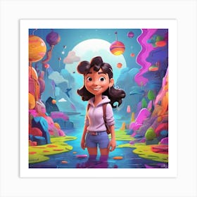 Girl In Space Art Print