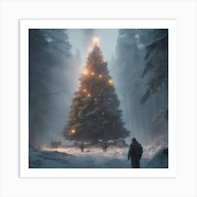 Christmas Tree In The Woods Art Print