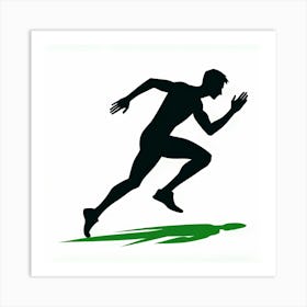 Silhouette Of A Man Running Art Print