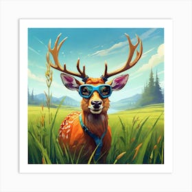 Deer In The Grass 4 Art Print