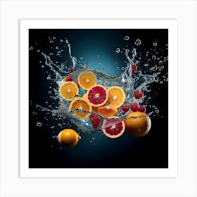 Splashing Fruit Art Print