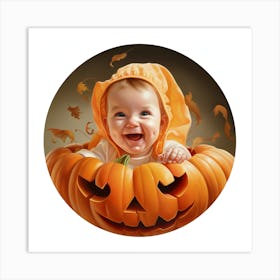 Baby In Pumpkin Art Print