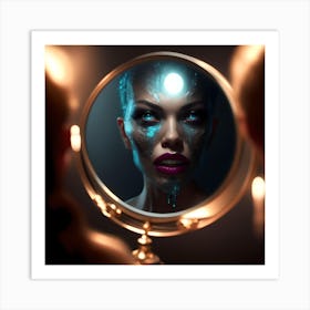 Woman In A Mirror Art Print