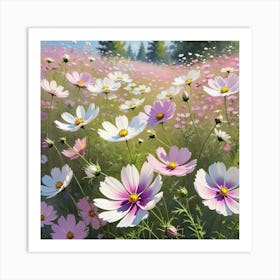 Cosmos In A Field Art Print