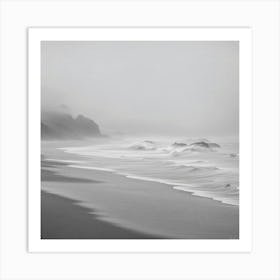 Black And White Beach 3 Art Print