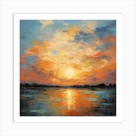 Lakeside Dreams: Abstract Horizon Elegance Art Print