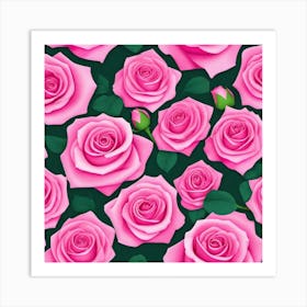 Pink Roses Seamless Pattern 2 Art Print