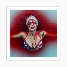 Red blue and white gal Art Print