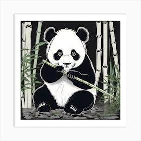 Panda Linocut Art Print