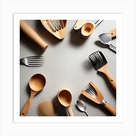 Wooden Kitchen Utensils Art Print