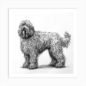 Komondor Dog Line Sketch 1 Art Print