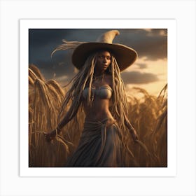 Witch In A Wheat Field Art Print