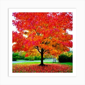 Anecdote Of An Autumnal Oak Tree Bathed In Brilliant Violet Hues In A Mid September Setting Leaves (6) Art Print