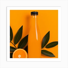 Orange Juice On A Yellow Background Art Print