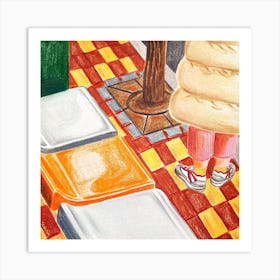 An Orange Chair Square Art Print