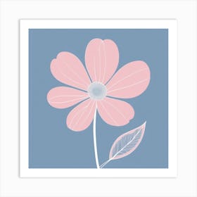 A White And Pink Flower In Minimalist Style Square Composition 576 Art Print