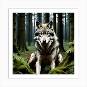 Wolf In The Forest 49 Art Print