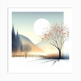 Winter Landscape With Trees Art Print