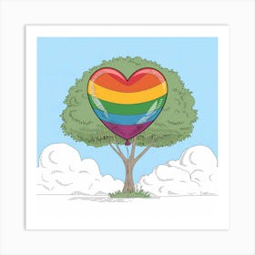 Rainbow Heart Balloon Art Print