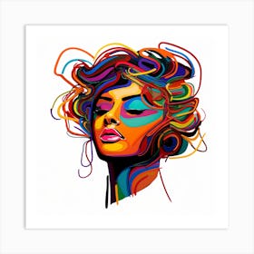 Colorful Woman'S Face Art Print