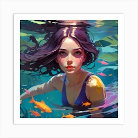 Mermaid Loves To Swim Art Print
