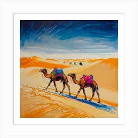 Camels In The Desert Art Print